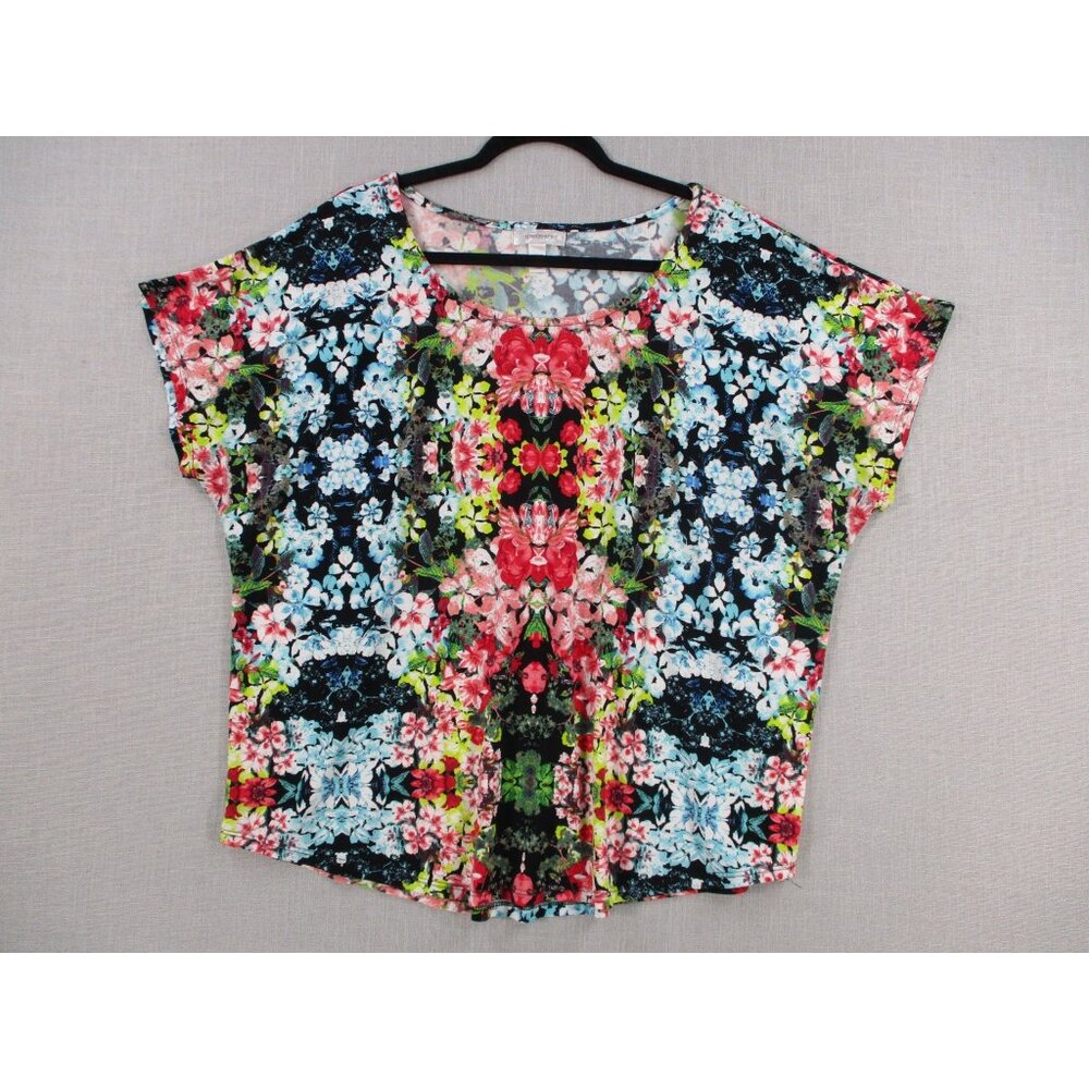 Dressbarn Womens Floral Print Top 2X Polyester Spandex Blend Made In USA‎